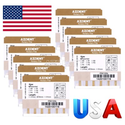 10Box AZDENT Dental Endodontic Gold Taper NITI Rotary Files Engine Use 25mm
