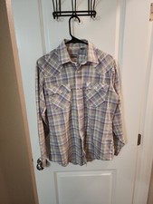 Vintage Levi Strauss Plaid Mens Snap Shirt Purple Size M Medium Western Levi's