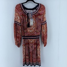 Chelsea & Violet Womens S Dress Boho Peasant Oversized Colorful Butterflies NEW
