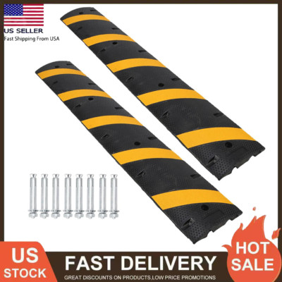 2 Pack Rubber Speed Bumps, 2 Channel Modular Speed Hump 25000LBS Load Capacity