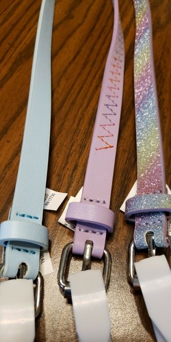 Cat & Jack Girls' Glitter, blue, zig zag Belt Size: X-Large - NWT length 35" - Picture 2 of 4