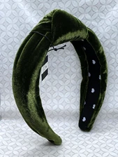 Lele Sadoughi Alpine Green Velvet Knotted Headband