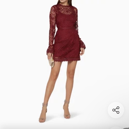 NWT Anthropologie Talulah Lace Mini Dress Red Burgundy Valentines Day Dress Sexy - Picture 2 of 17
