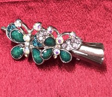 Rhinestone Butterfly Hair pin Clip Hair Head Jewelry Accessory Green Color