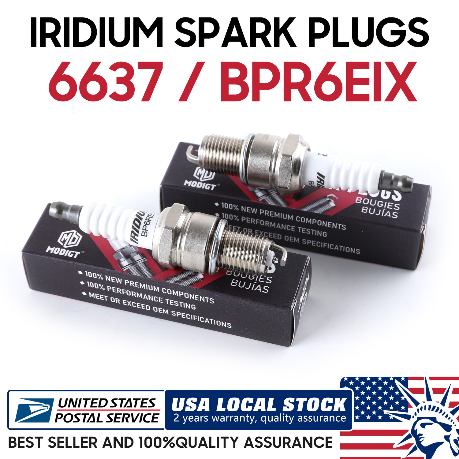 4x High Performance Spark Plugs OEM Replace For NGK 6637 BPR6EIX, Plug on play