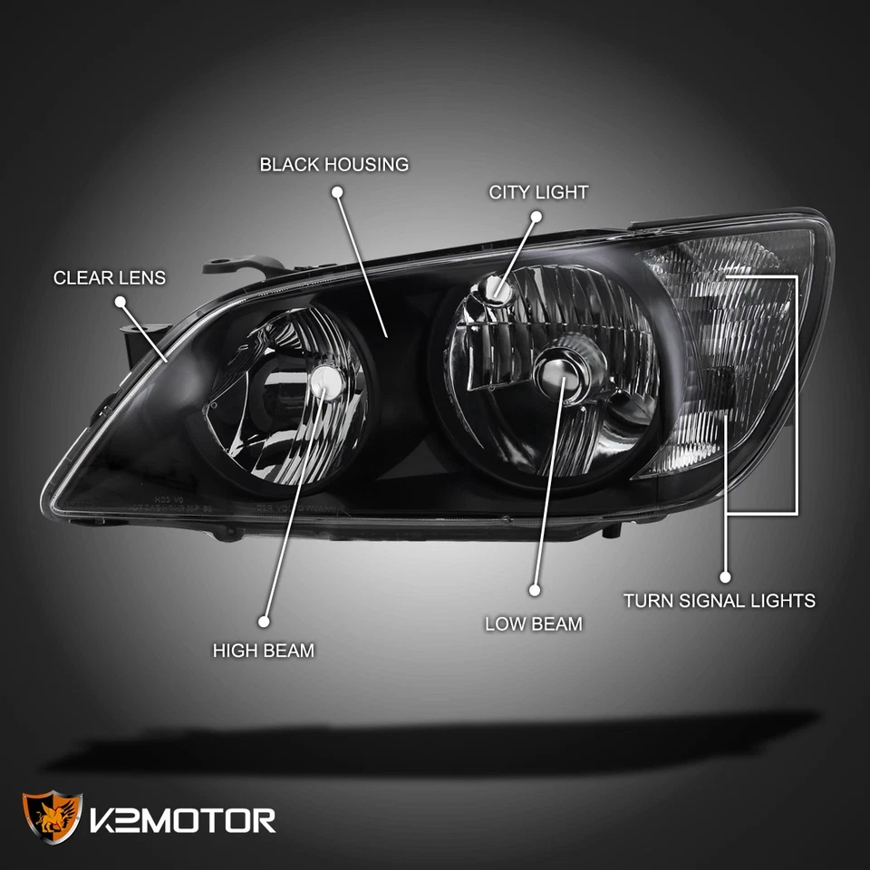 Black Fits 2001-2005 Lexus IS300 Headlights Assembly Lamps Left+Right Pair - Изображение 3 из 4