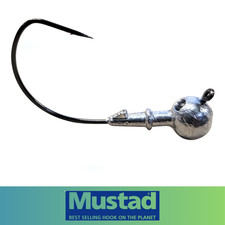Round Ball Weedless Bass Fishing Jig UnPainted Mustad Wide Gap Hook 25 Pack