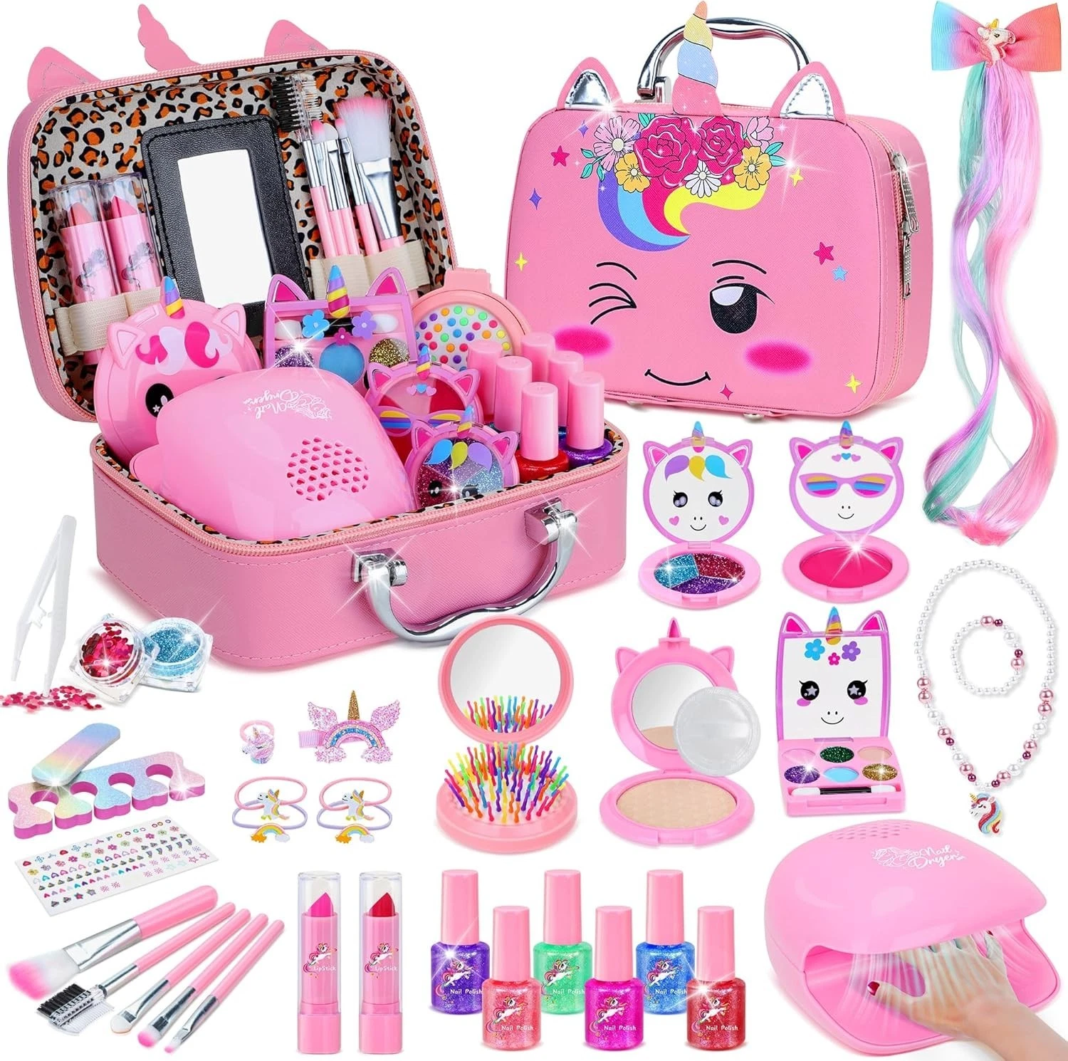 Kids Makeup Set,Unicorn Real Washable Cosmetic Set Nail Polish Set Princess Toys