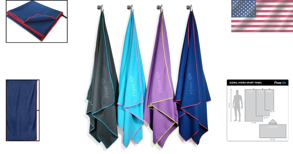 Toalla grande de microfibra de secado rápido 60"x30" - perfecta para nadar, triatlones Foto 2 de 4