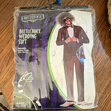 Spirit Halloween Beetlejuice Wedding Suit Costume Jacket Pants Vest Bowtie XL