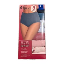 Felina Women's L 8 Pack Cotton Stretch Brief Panties
