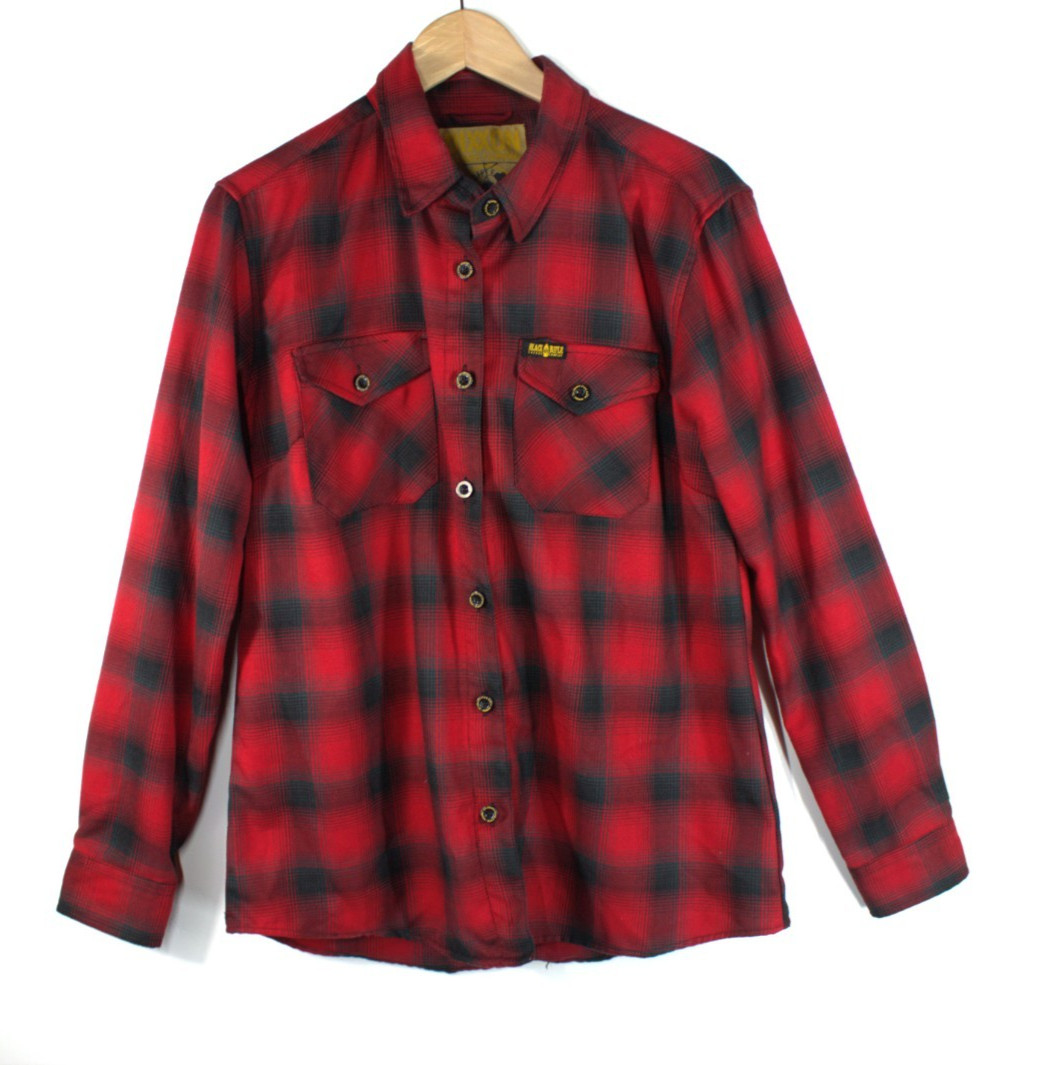 Dixxon Flannel Co Women’s Fireside Black Rifle Coffee Red Plaid Shirt Sz Large