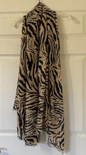 Lily And Lionel Animal Print Scarf/shaw  Oversized Beige And Black Wool/silk