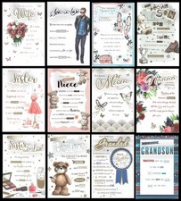 LUXURY BIRTHDAY CARD - MULTI PAGE INSERT Mum Son Sister Friend Wife Brother Open