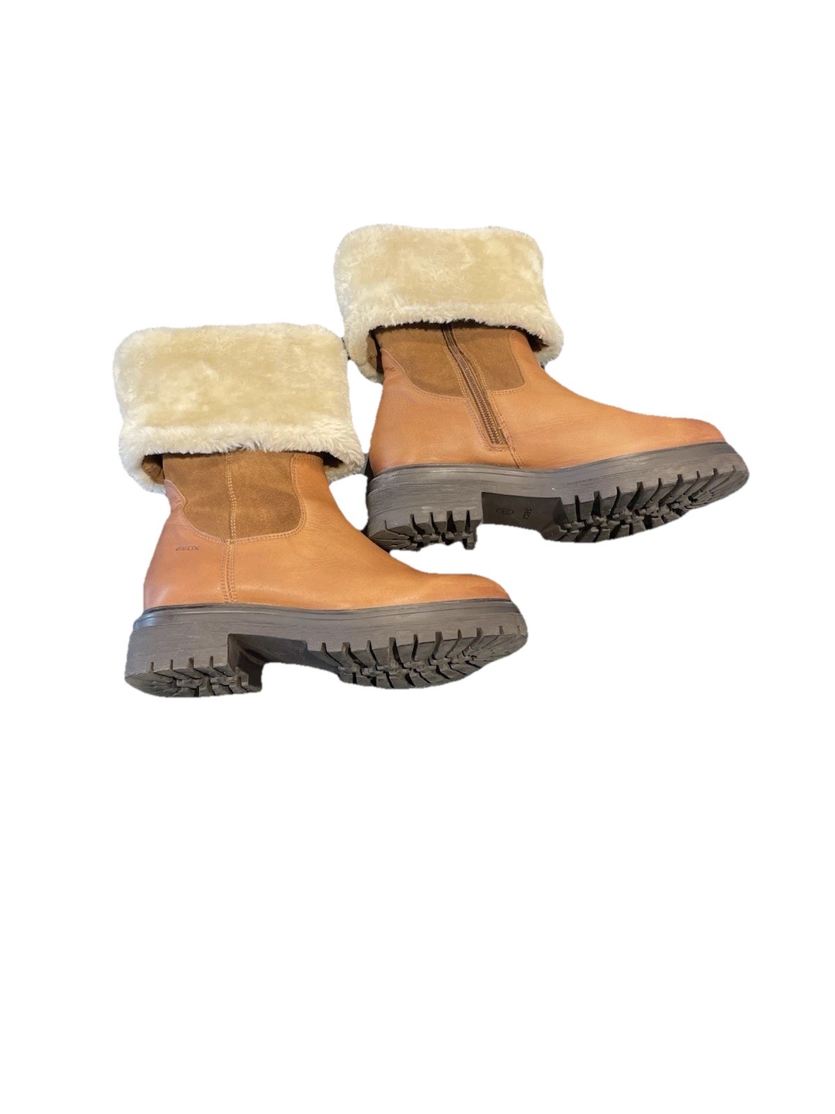 Geox Iridea Girls Women’s Leather Zipped Warm Boots UK 2.5 EU 35 Cognac RRP £77 image 7