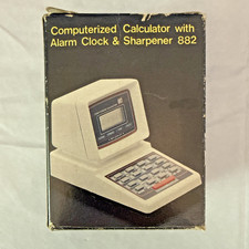 Computerized Calculator 882 alarm clock and sharpener vintage Untested
