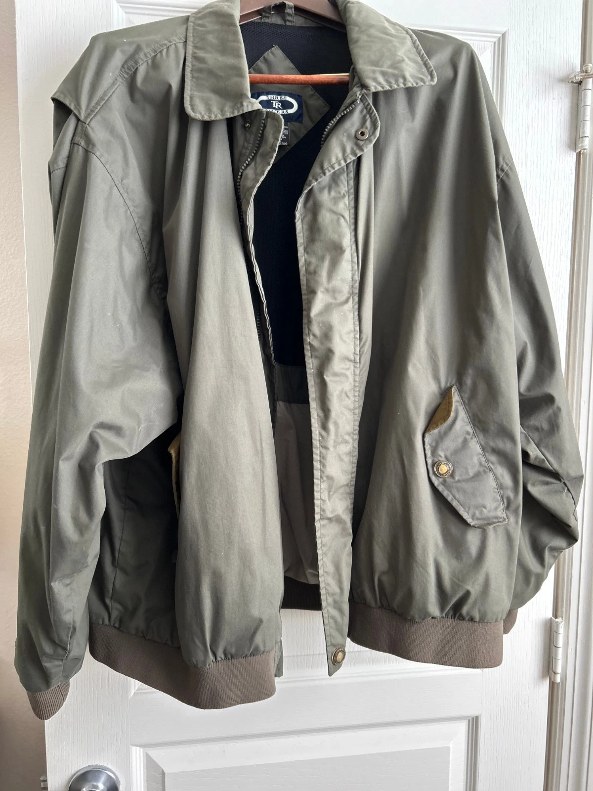 Three Rivers Bomber Green Waterproof Men's Jacket 2XL Full Zipper Pre Owned