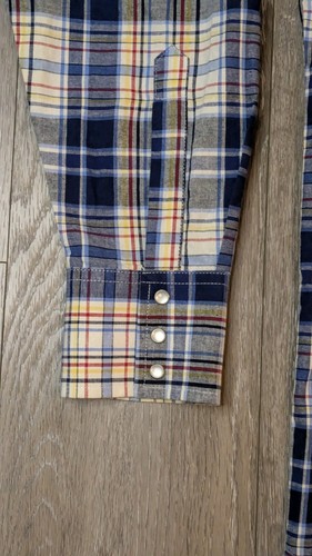 Vintage Wrangler Western Pearl Snap Long Sleeve Shirt XL Plaid Cowboy Work - Picture 6 of 12