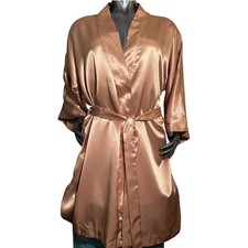 Expressions by California Dynasty Robe Gold Satin 90s Y2K Vintage Kimono Size L