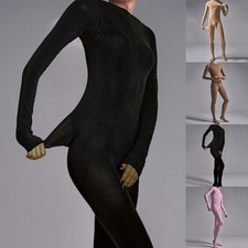 Mens Long Sleeve Bodysuit Leotard Solid Color Jumpsuit Underwear Underpants