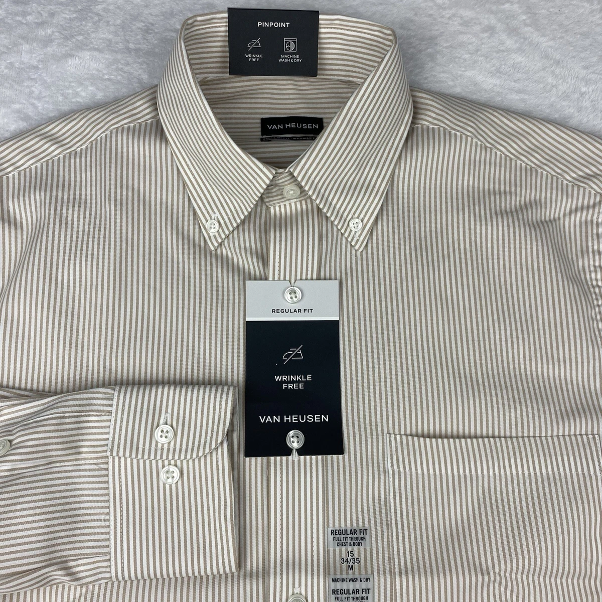 Van Heusen White Striped Dress Shirts for Men for sale | eBay