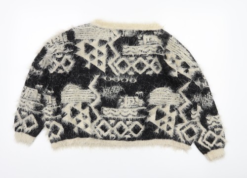 Parisian Women's Black Beige Geometric Aztec Jumper - Picture 2 of 12
