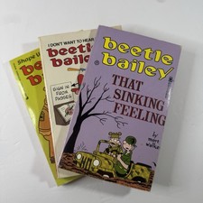 3 Vintage Beetle Bailey Paperbacks Mort Walker That Sinking Feeling Comics Lot