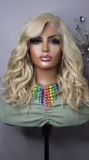New 613 Blonde Wavy Style Lace Front Wig Womens Pre-plucked Hairline Curly Hair