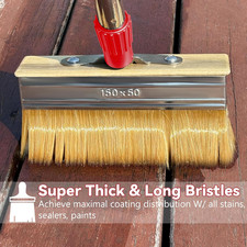 60" Long Handle 6" Decking Paint Brush Deck Stain Applicator with 3" Paint Br...