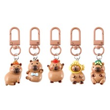 Adorable Color Capybaras Keyring Resin Pendant with Interchangeable Outfits