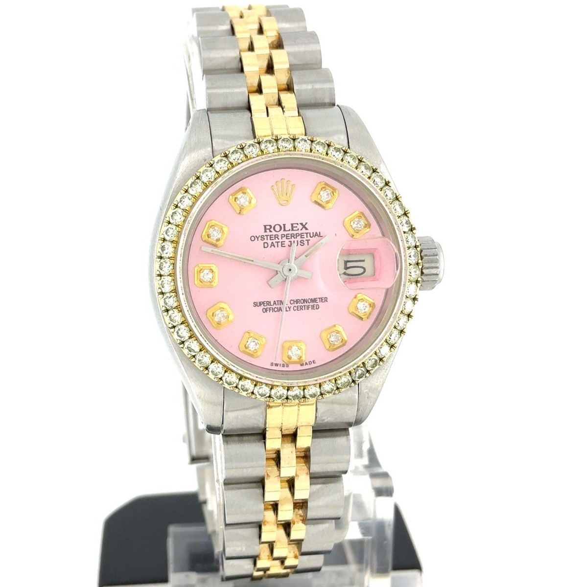 1974 Rolex Datejust Ladies 6924 Two-Tone Pink Diamond Dial & Bezel