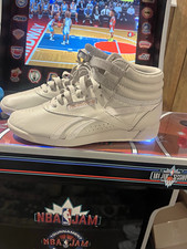Reebok x Cardi B Freestyle Hi Beige Mid Top Lace Up Strap Sneakers US 8.5