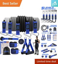 Natural Latex Resistance Bands Kit - Complete Set with Accessories for Fitness