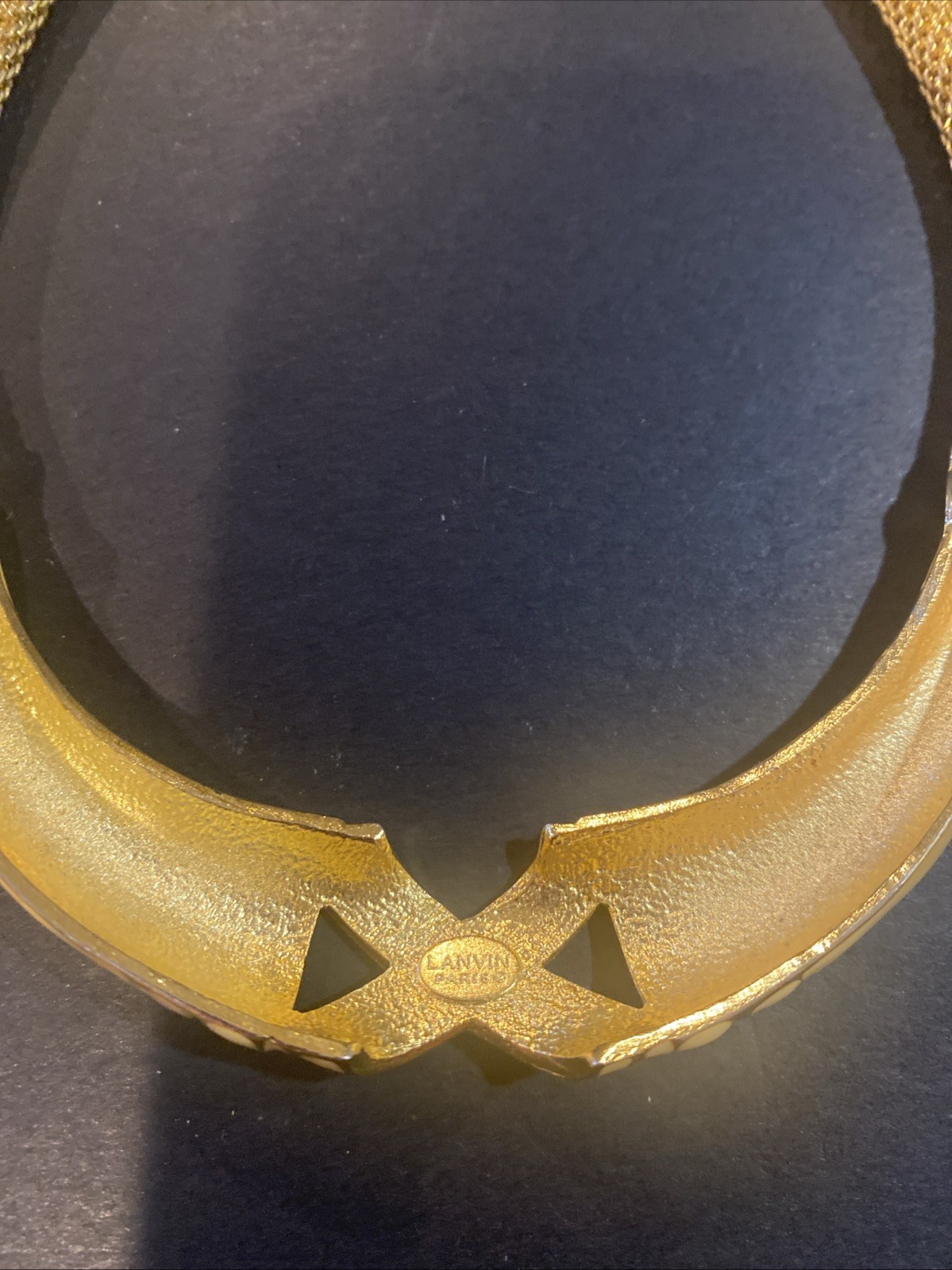 Vintage Lanvin Paris Gold Tone Mesh & Enamel Chok… - image 6