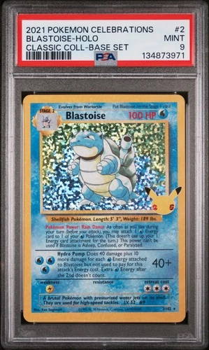 2021 POKEMON CELEBRATIONS CLASSIC COLL #2 BLASTOISE-HOLO PSA 9