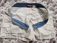 UNIONBAY Vintage Cargo Utility Ladies Shorts 100 Cotton Drawstrings 6 Pockets