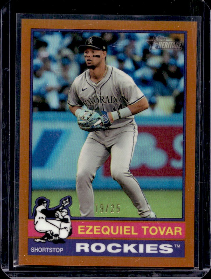 2025 Topps Heritage Ezequiel Tovar Chrome Orange Refractor #19/25 Rockies
