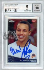 Stephen Curry 2009 Topps Chrome Autograph Go Dubs! Rookie Card 101 /999 BGS 9/10
