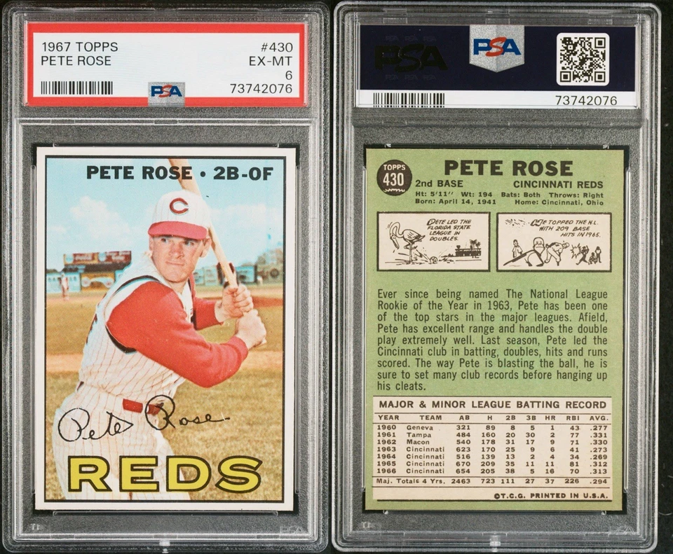 1967 Topps Pete Rose #430 PSA 6 EX-MT Cincinnati Reds centrado afiado - Imagem 3 de 4