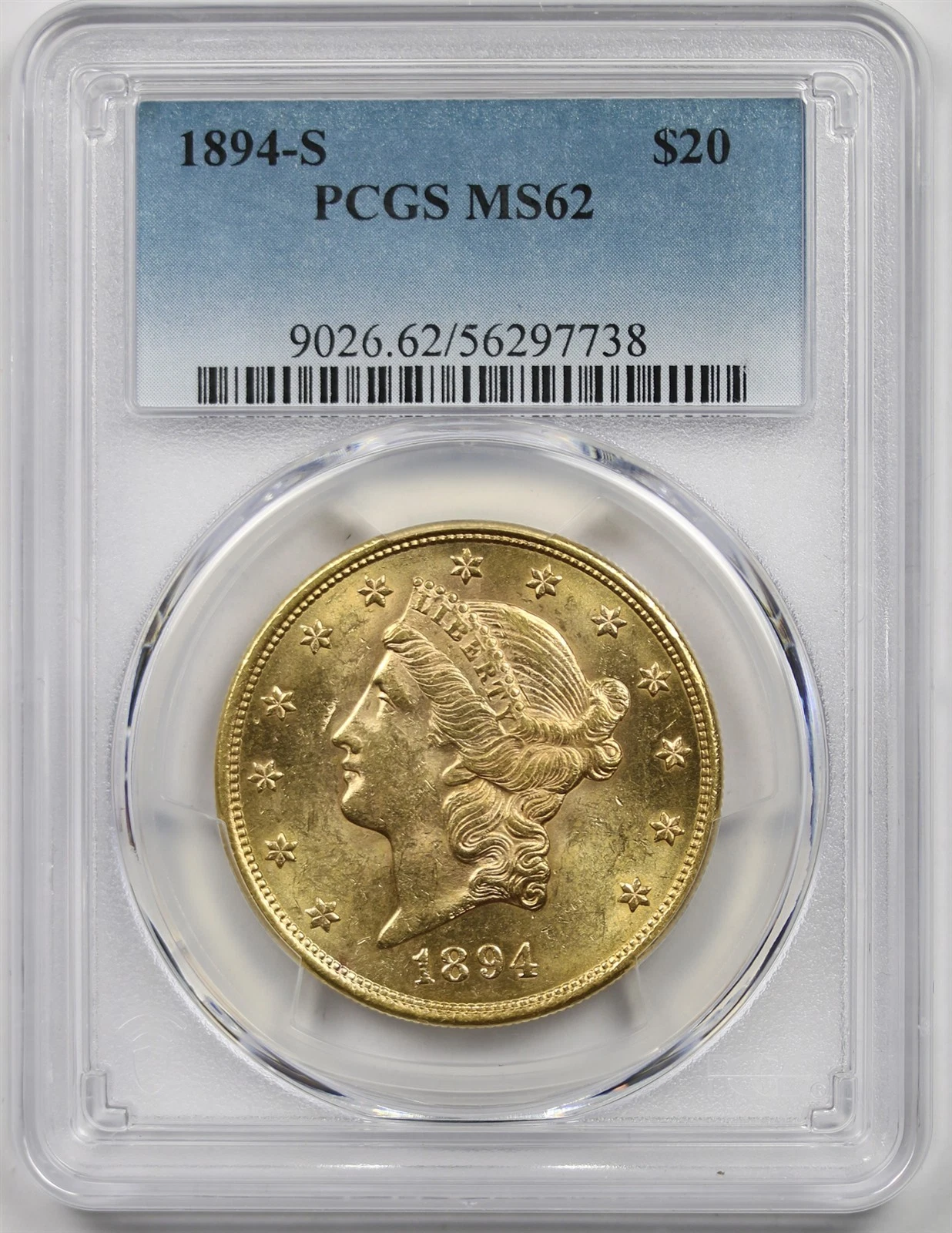 1894-S $20 PCGS MS 62 Liberty Head Gold Double Eagle Better