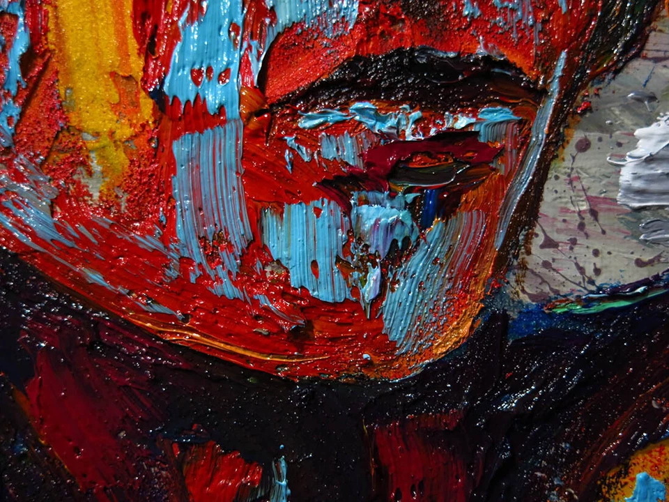 ORIGINAL OIL█PAINTING█VINTAGE█ART█SIGNED '24 OUTSIDER BEACH WOMAN GIRL HAT FAUVE - Image 4 of 4