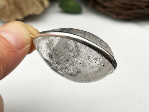 Colgante de joyería de cristal de cuarzo cristal de cuarzo burbuja móvil negra E040337 - Imagen 2 de 6