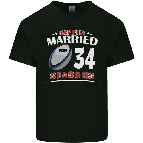 34 Year Wedding Anniversary 34th Rugby Mens Cotton T-Shirt Tee Top - Picture 16 of 110