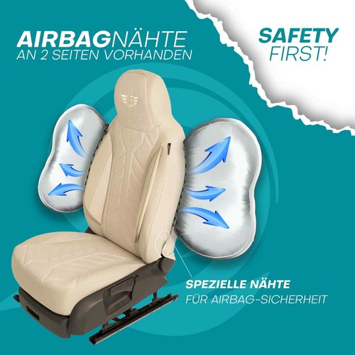 Fundas de asiento para autocaravana piloto adecuadas para Blucamp Campster 640 (beige) - Imagen 9 de 13