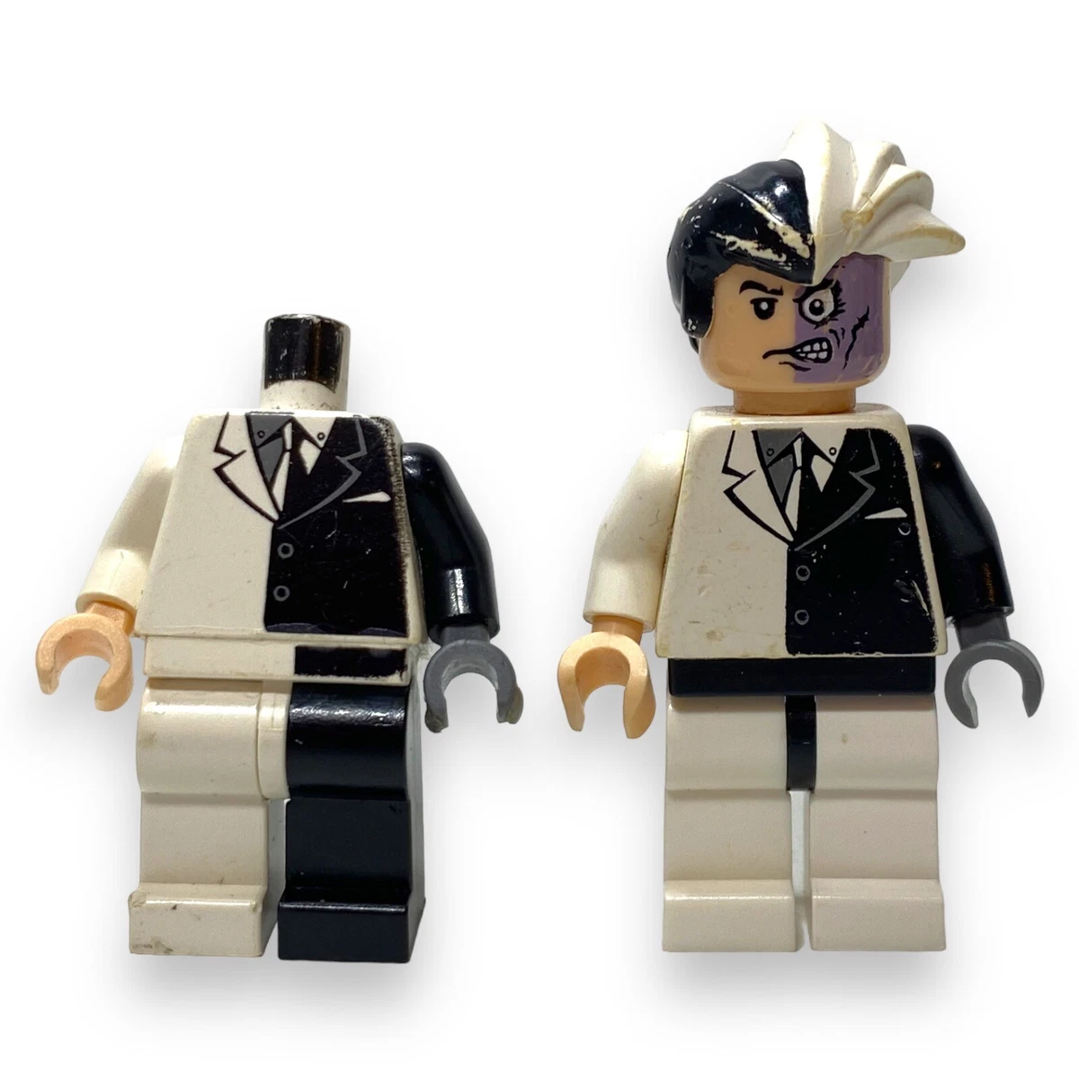 Lego Batman Two Face 7781 Minifigure Lot Of 2 Black White Suit READ