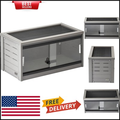 24'' ECOFLEX Grey Reptile Habitat with Sliding Glass Doors for Secure Comfort