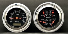 1937 1938 1939 Ford Car 2 Gauge Dash Panel Quad Style Insert Set Black
