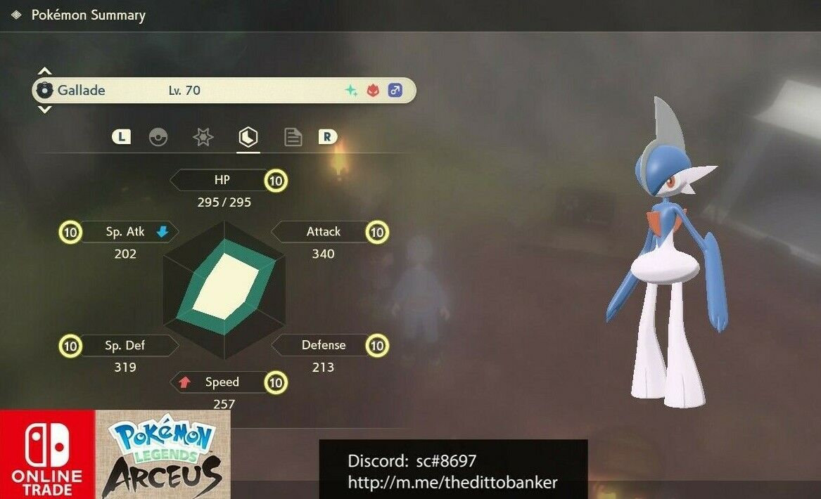 Pokemon Legends Arceus Shiny Alpha Gardevoir Max Effort Levels 6IV