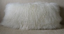 Mongolian lamb pillow White Natural Real Soft Fluffy Lumbar cushion