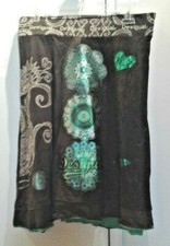Desigual Skirt Brown With Green Appliques 